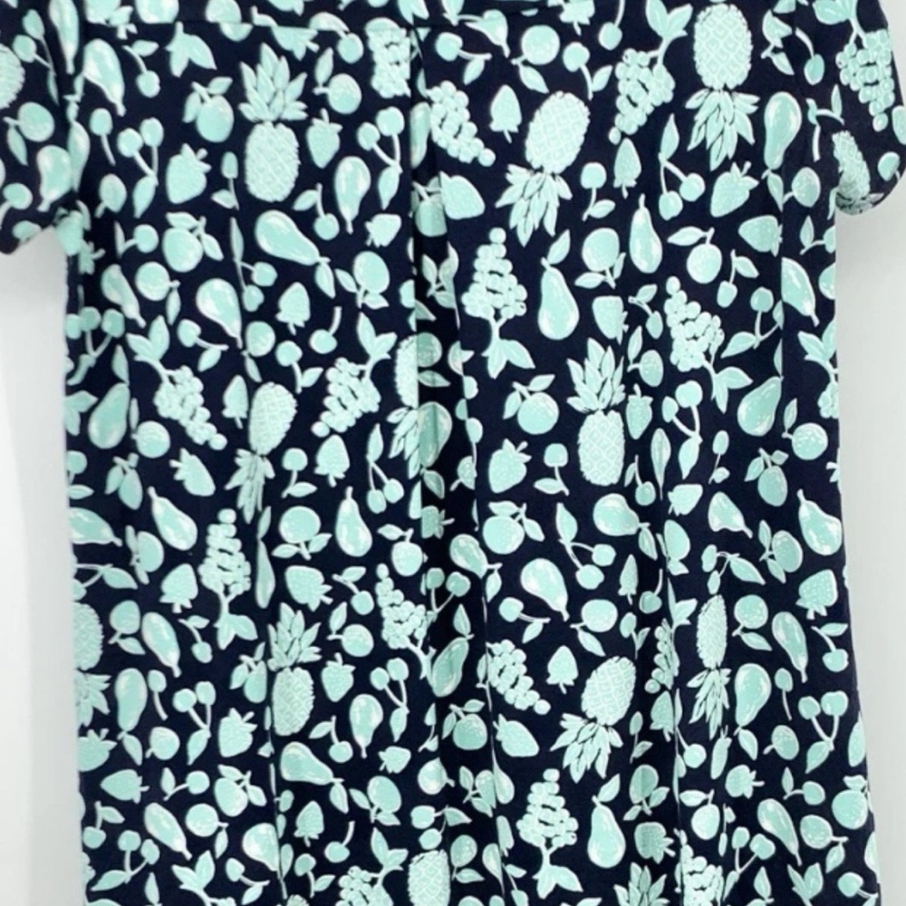 J Jill Medium Navy and Mint Fruit Print Dress